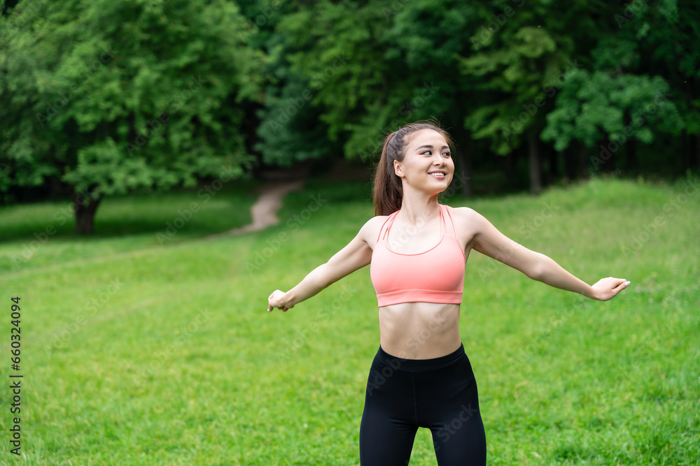 Morning exercise with fit girl secluded with nature in a summer meadow outdoors. Early morning workout with a fitness enthusiast, surrounded by beauty of serene summer meadow in the great outdoors. Morning exercise with fit girl secluded with nature in a summer meadow outdoors. Early morning workout with a fitness enthusiast, surrounded by beauty of serene summer meadow in the great outdoors.