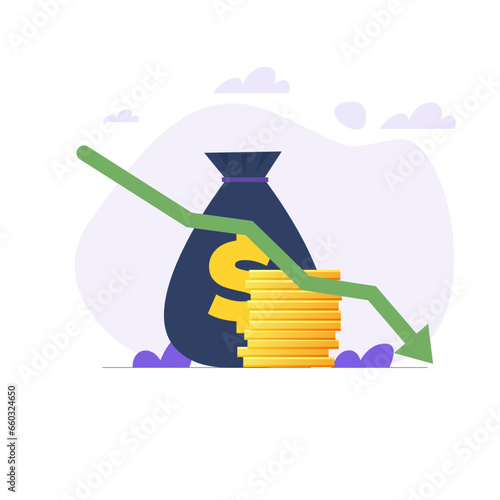 Cost reduction, big discount concept.  Vector illustrations for banner, website, landing page, flyer.