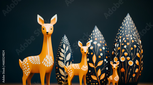 Christmas card cute deer de...