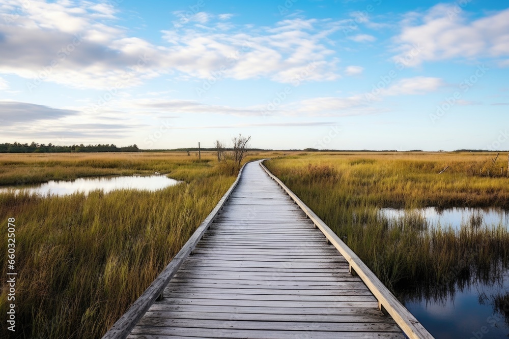 wooden boardwalk over a marshland in a wildlife sanctuary wooden boardwalk over a marshland in a wildlife sanctuary