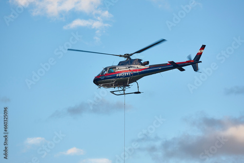 Helicopter rescue team training simulation. Austria police division photo