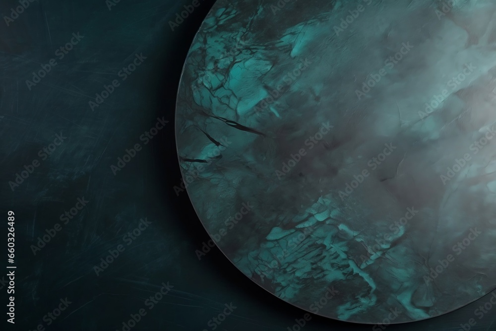 Empty green marble plate, mockup space to display your product, top view, photography studio template, generative ai