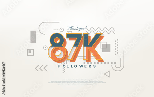 87k followers Thank you, with colorful cartoon numbers illustrations.