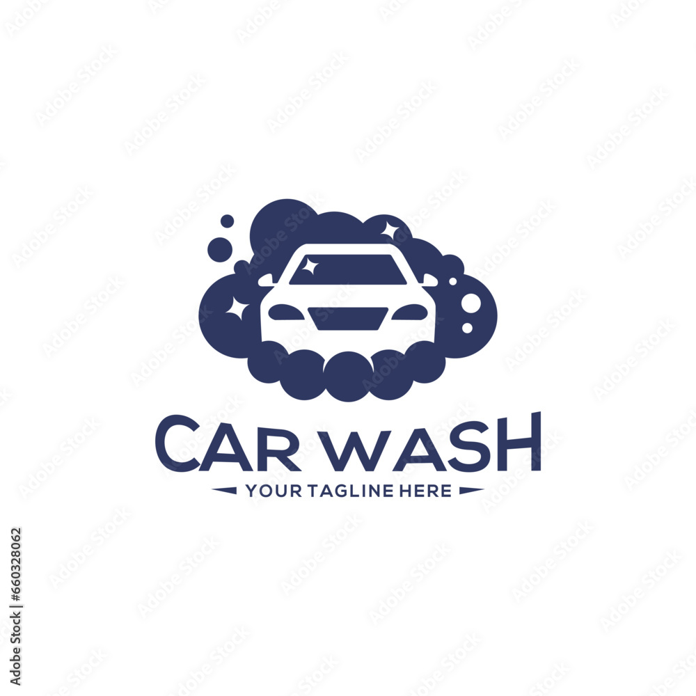 Silhouette car logo design concept. Car Wash Logo Vector Template