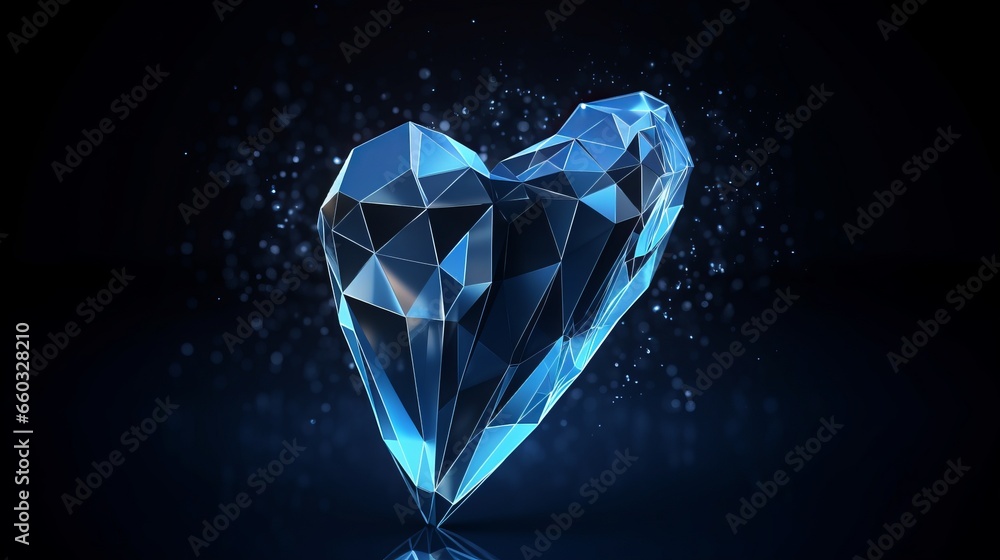 Futuristic polygonal 3d heart made of linear polygons in dark blue color. Modern healthcare, medicine, health concept. Futuristic polygonal 3d heart made of linear polygons in dark blue color. Modern healthcare, medicine, health concept.