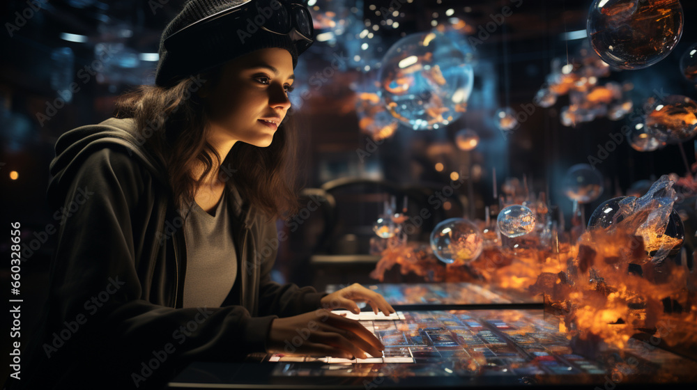 Talented Female Artist Wearing Augmented Talented Female Artist Wearing Augmented