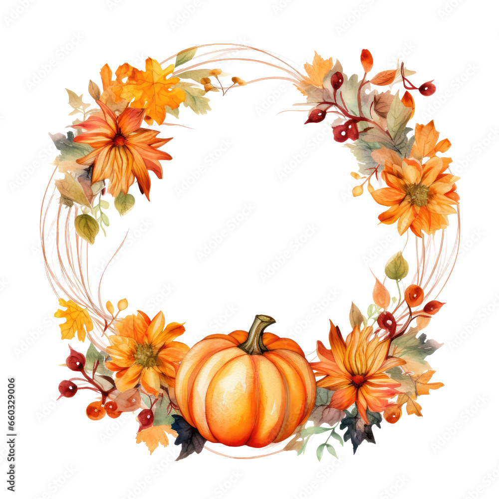 watercolor autumn flower round frame clipart watercolor autumn flower round frame clipart
