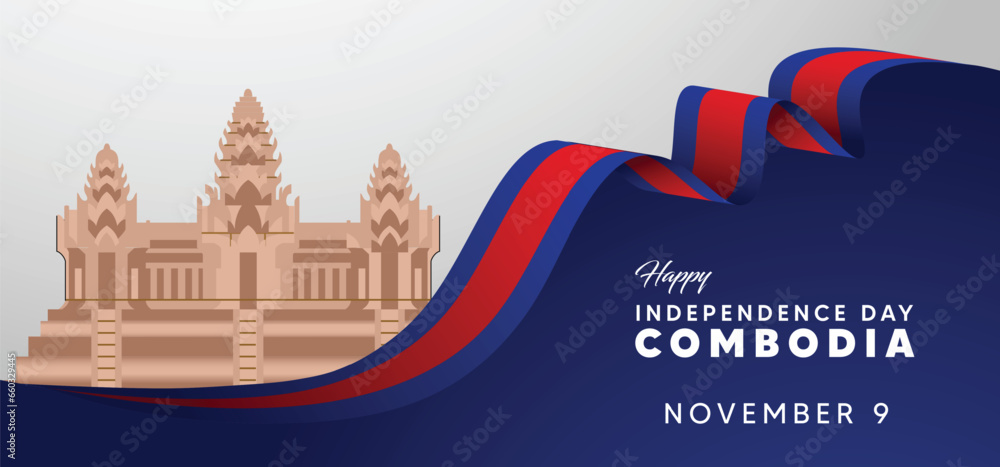 Cambodia independence day November 9 vector poster