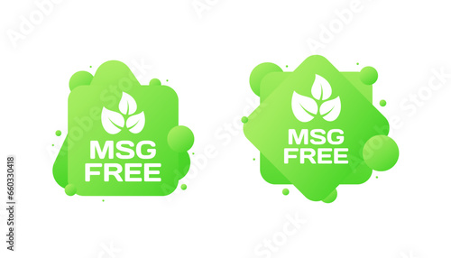 Msg free signs. Flat, green, msg free signs, leaf icons, msg free. Vector icons