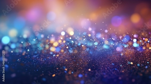 Color glitter flowing particles light sparks backdrop.