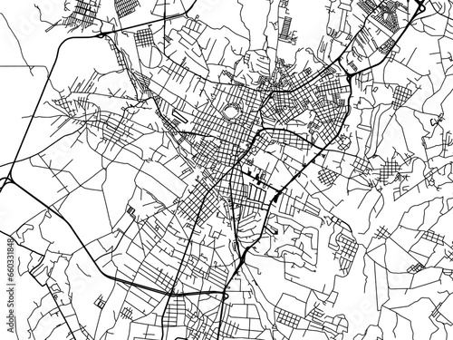Vector road map of the city of  Atlixco in Mexico with black roads on a white background. photo