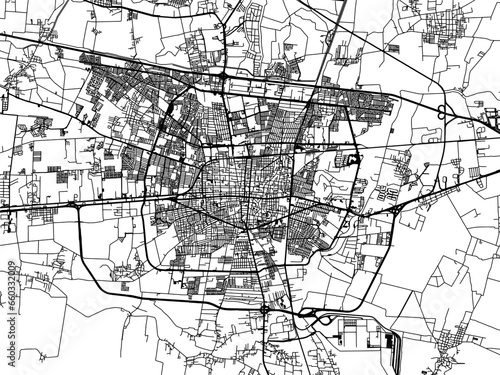 Vector road map of the city of  Celaya in Mexico with black roads on a white background. photo