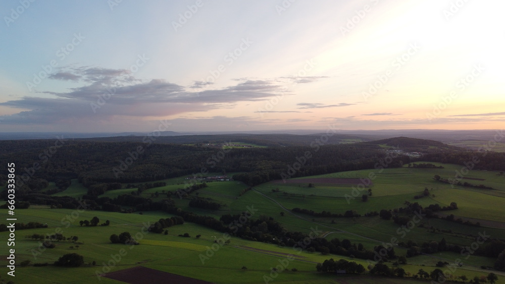 Drone footage of the Horizon on the countryside in Germany 