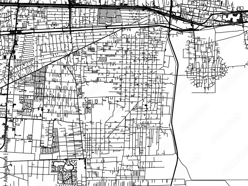 Naklejka premium Vector road map of the city of San Mateo Atenco in Mexico with black roads on a white background.