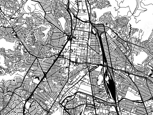 Vector road map of the city of  Tlalnepantla in Mexico with black roads on a white background.