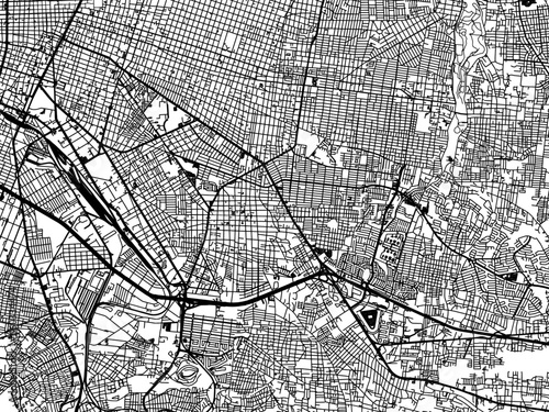 Vector road map of the city of  Tlaquepaque in Mexico with black roads on a white background.