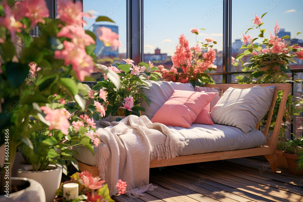 Obraz premium Modern balcony interior design with chair