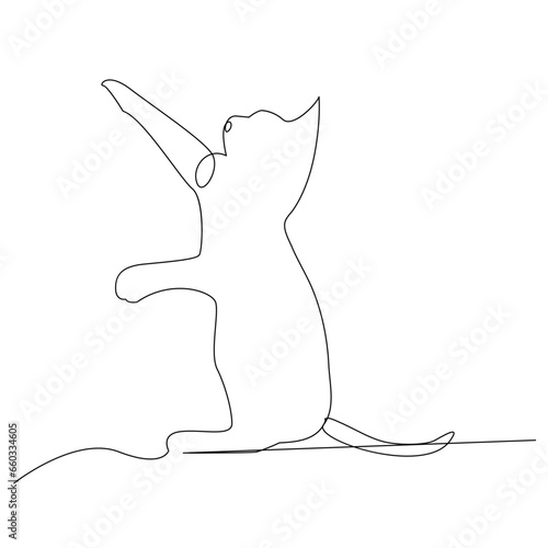 Continuous one line cat  outline vector art hand drawing