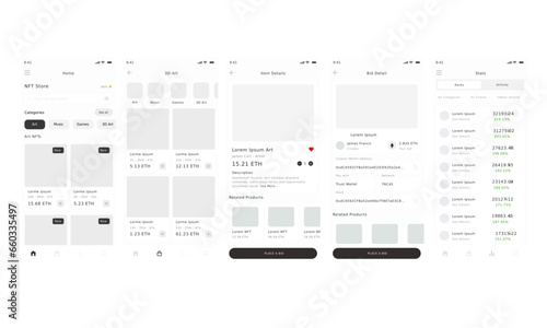 NFT Bidding Marketplace, Nfts Auction  Crypto Art Stocks Store App UI Kit Template