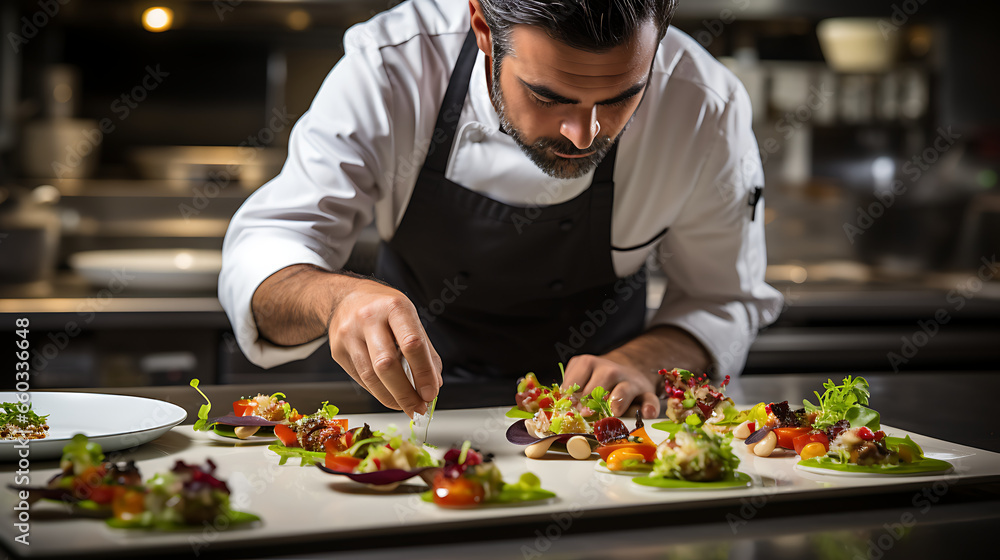 Chef Plating Gourmet Meal Chef Plating Gourmet Meal