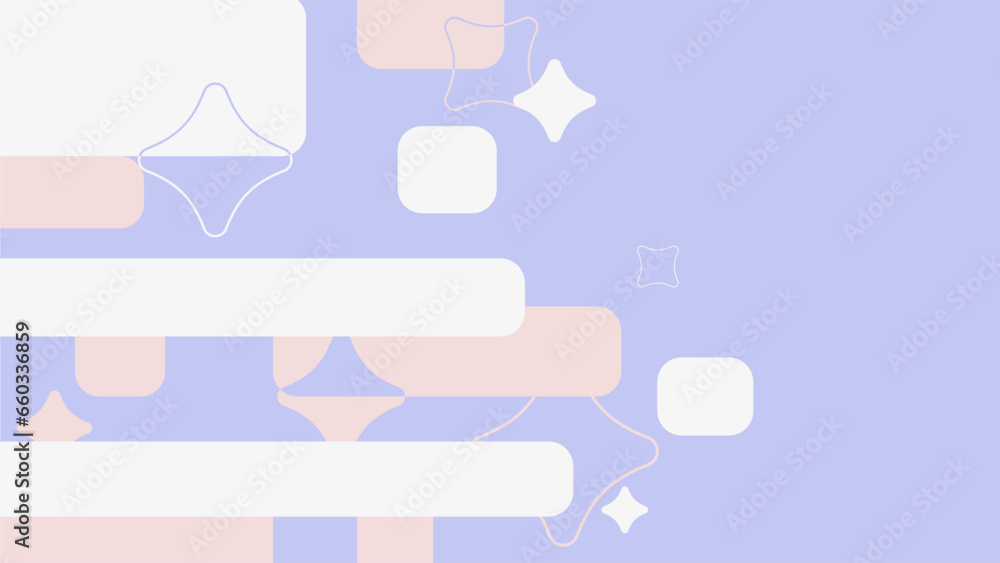 Pastel Pink and White Color Motion Rounded Line Blocks Background, Flat Style