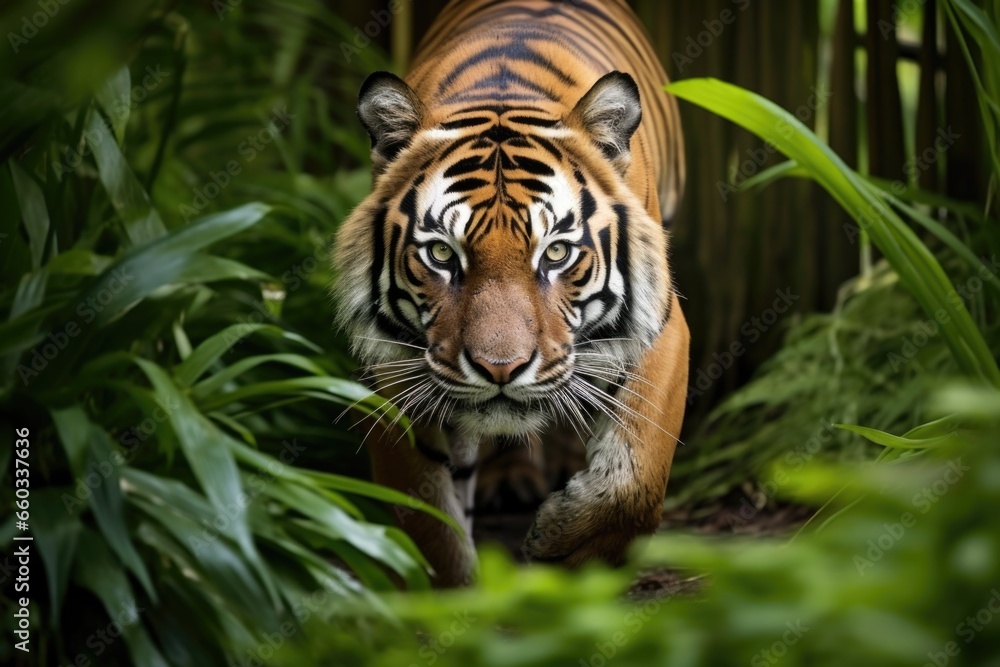 Fototapeta premium a tiger prowling through a jungle