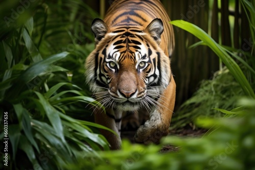 a tiger prowling through a jungle © altitudevisual