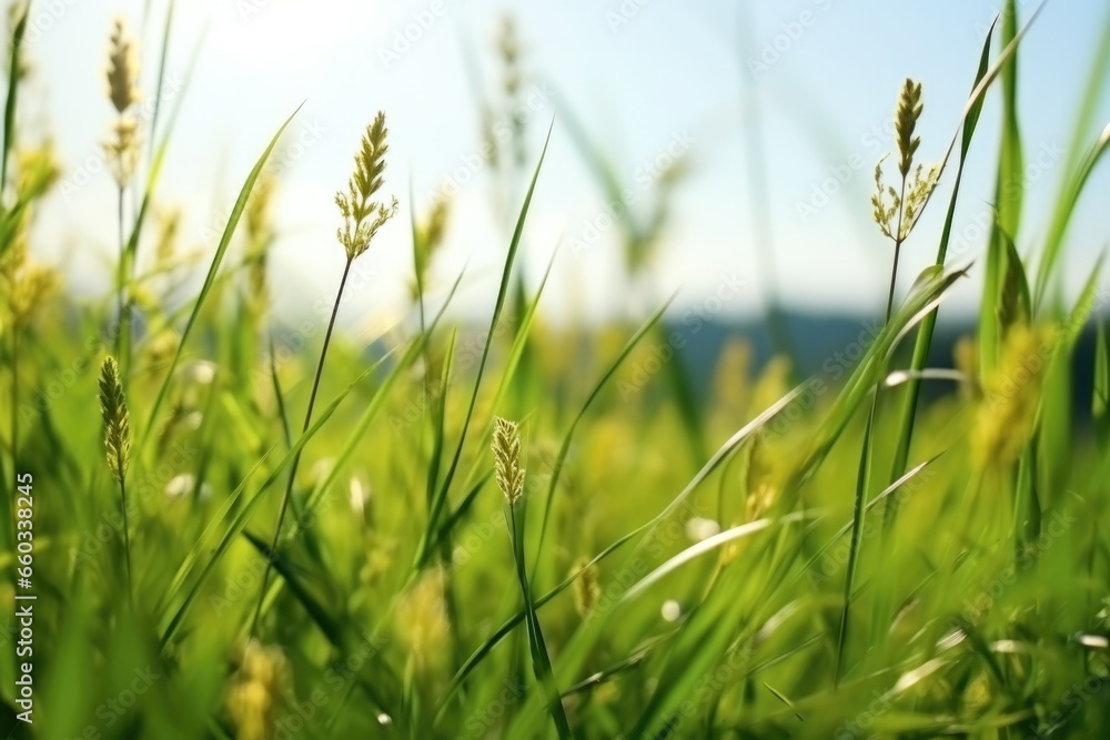 macro view of grasses releasing pollen in field macro view of grasses releasing pollen in field