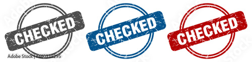 checked stamp. checked sign. checked label set