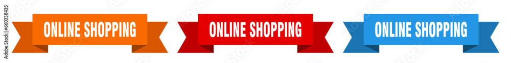 online shopping ribbon. online shopping isolated paper sign. banner online shopping ribbon. online shopping isolated paper sign. banner