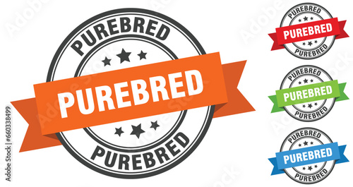 purebred stamp. round band sign set. label