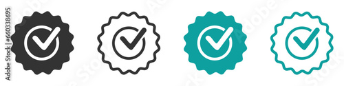 Approved or certified medal vector flat icons. Rosette icon designs