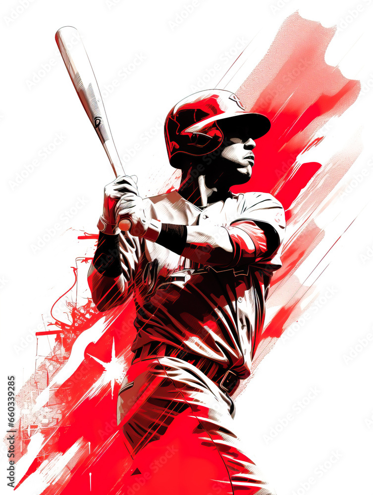 Obraz premium Digital Neo-Classical Baseball Illustration
