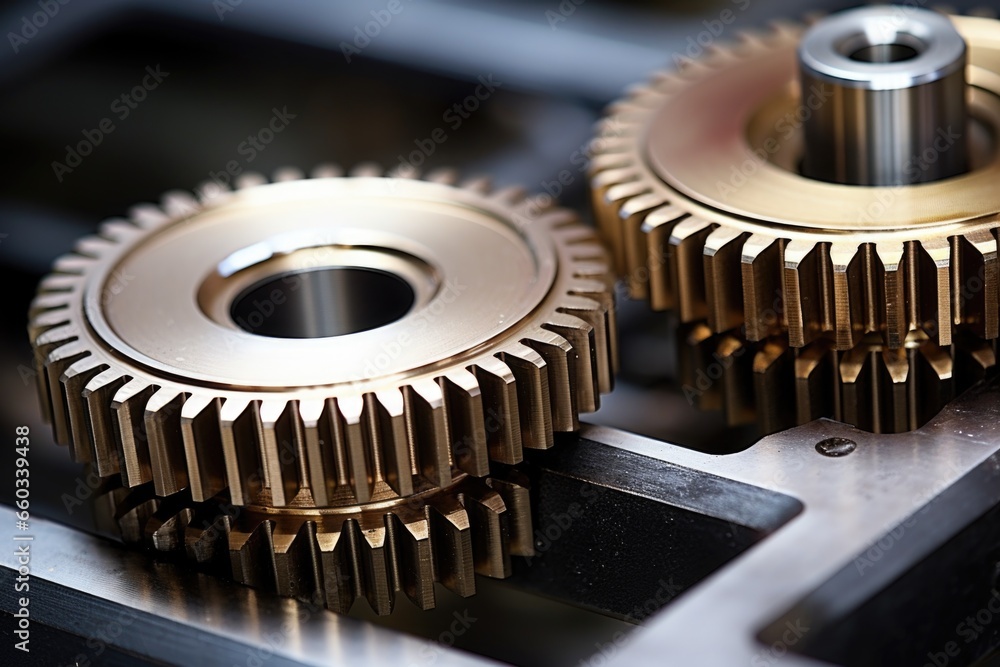 two interlocked gears in a complex machinery two interlocked gears in a complex machinery