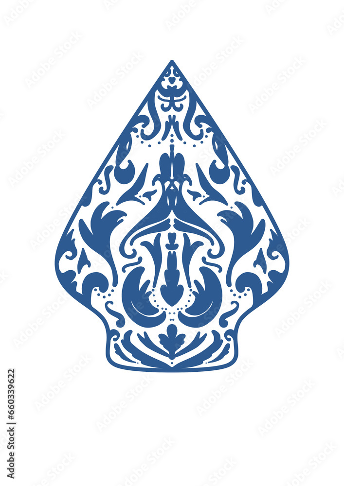 Obraz premium Simple doodle inspired by Gunungan from Javanese Indonesia with blue color that can be use for social media, wallpaper, e.t.c. 