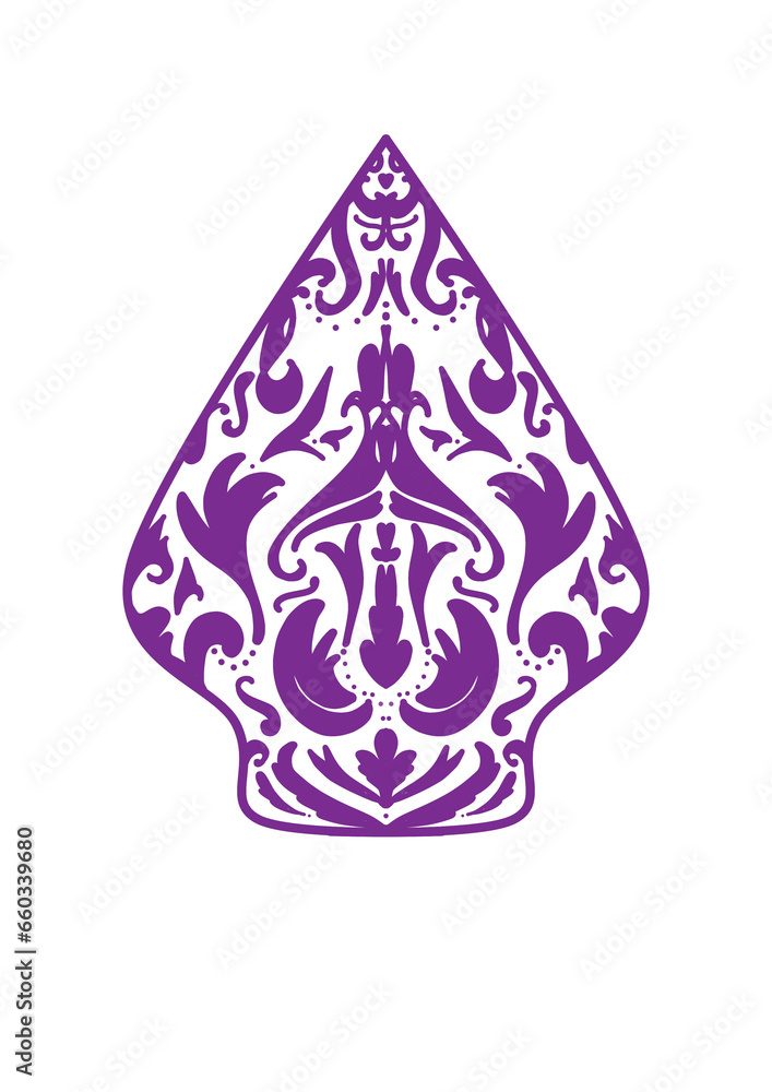 Obraz premium Simple doodle inspired by Gunungan from Javanese Indonesia with purple color that can be use for social media, wallpaper, e.t.c. 