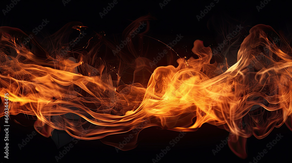 Fire flames on dark background. Generative Ai Fire flames on dark background. Generative Ai
