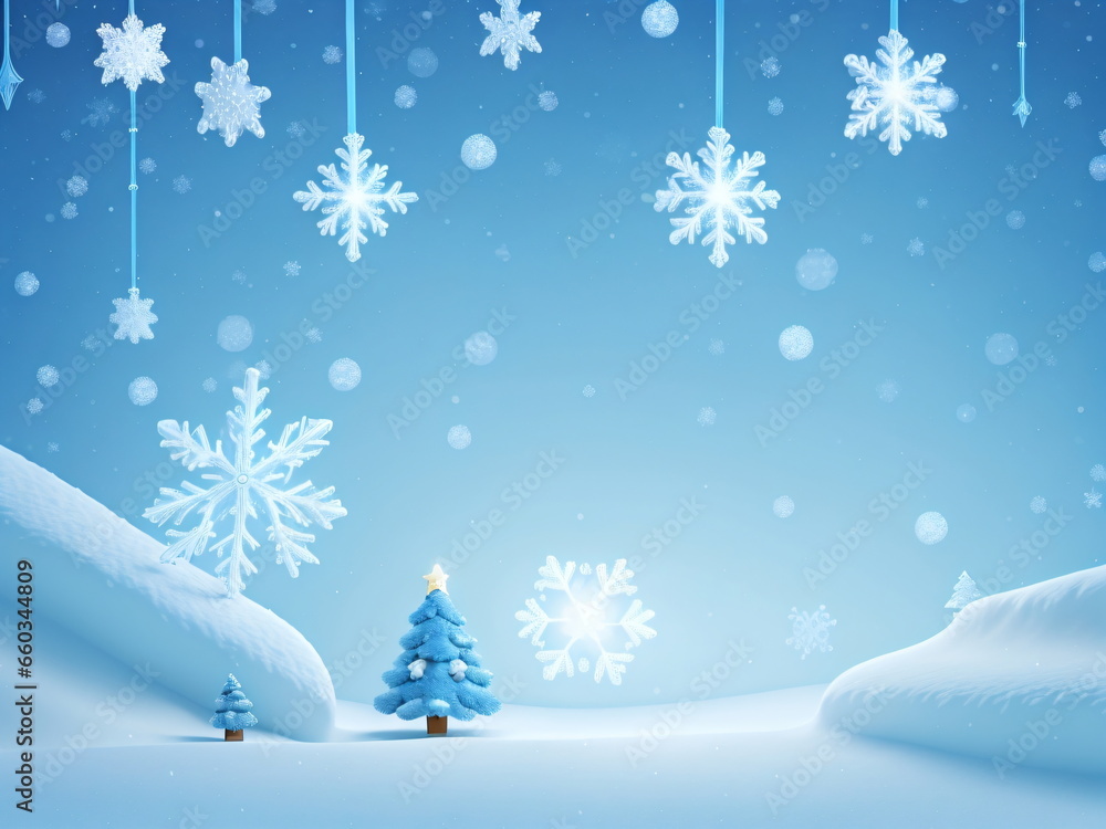 Christmas snow Background, winter background, falling snowflakes, magical, whimsical, light blues, white lights, smaller accents, snow piles