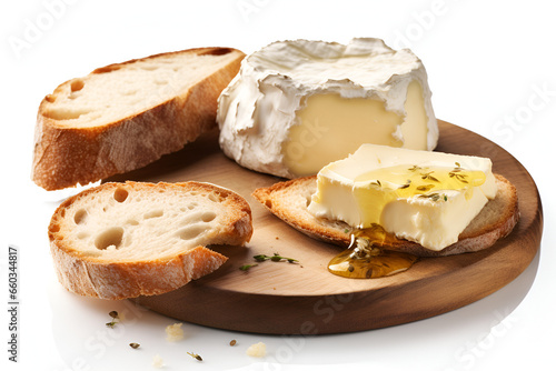 Camembert Cheese on Wooden Platter