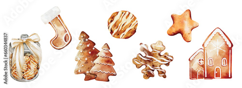 Set of Christmas Cookies watercolor vector design