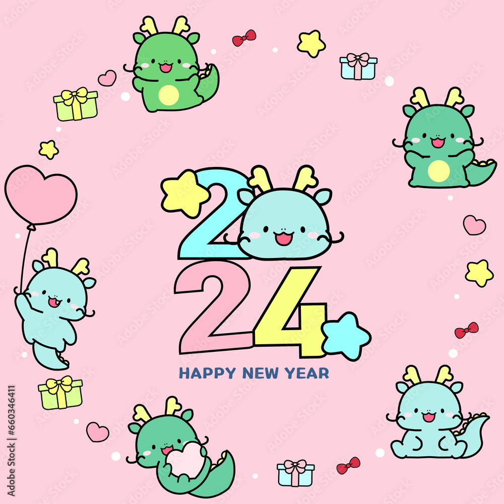 Obraz premium 2024 새해일러스트