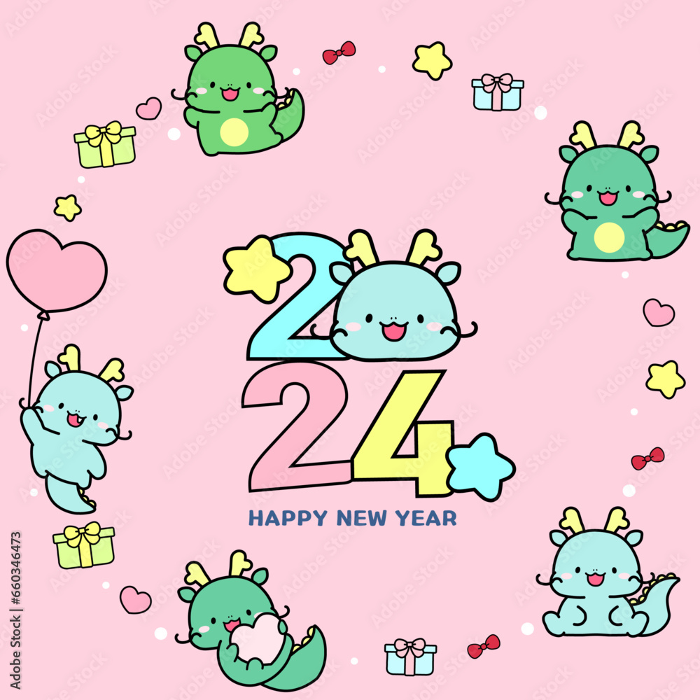 2024 새해일러스트 Stock Vector Adobe Stock