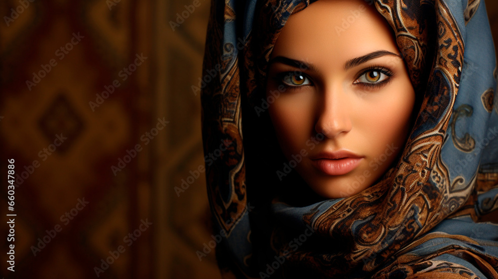 Muslim woman beautiful eyes. Generative AI. Muslim woman beautiful eyes. Generative AI.