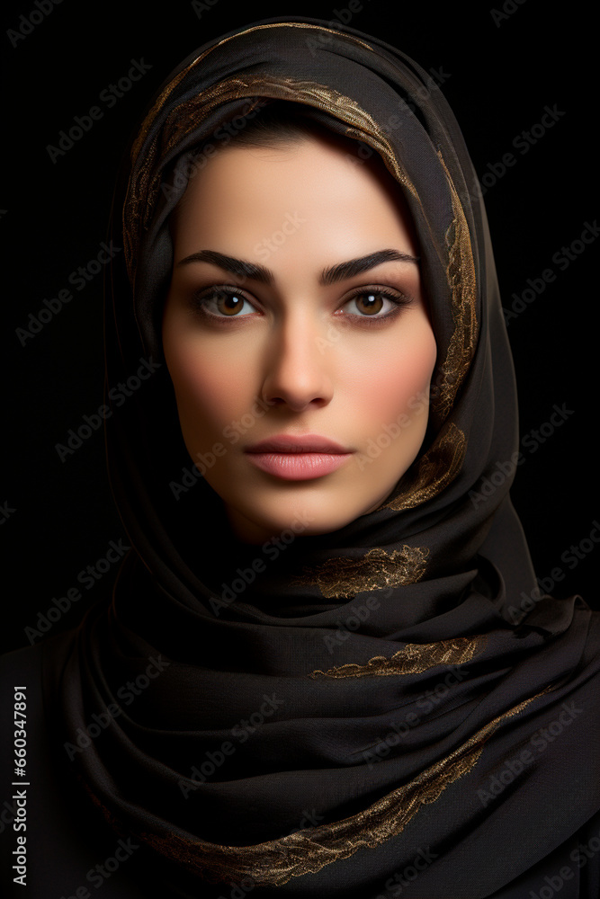 Muslim woman beautiful eyes. Generative AI. Muslim woman beautiful eyes. Generative AI.