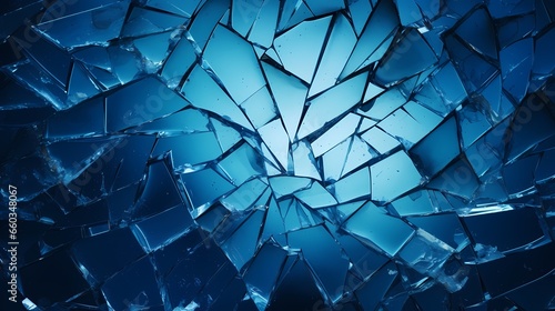 Abstract illustration of shattered glass with light reflections and textures, suitable for concepts related to disruption and chaos - created by Generative AI