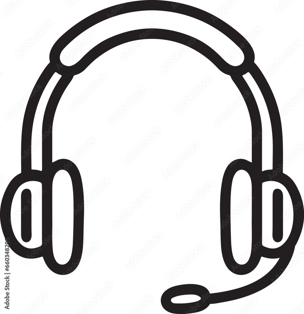 Minimalist Modern Black and White Over-Ear Headphones Line Icon Minimalist Modern Black and White Over-Ear Headphones Line Icon