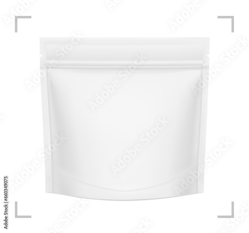 Pouch bag isolated on white background. Hight realistic vector illustration. Front view. Can be use for template your design, background, presentation, promo, ad. EPS10.