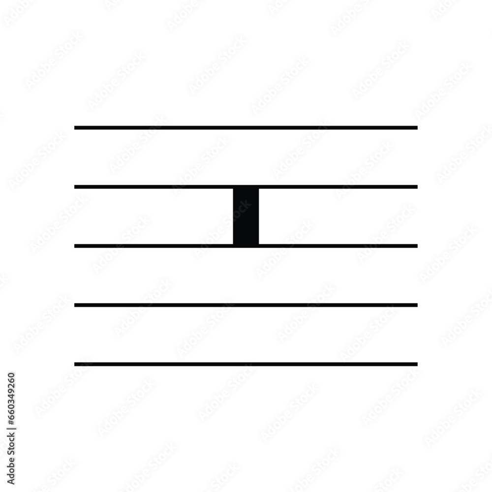 Breve or Double whole rest symbol on staff flat vector isolated on white background. Musical notes symbol. Musical notation. For learning music Breve or Double whole rest symbol on staff flat vector isolated on white background. Musical notes symbol. Musical notation. For learning music