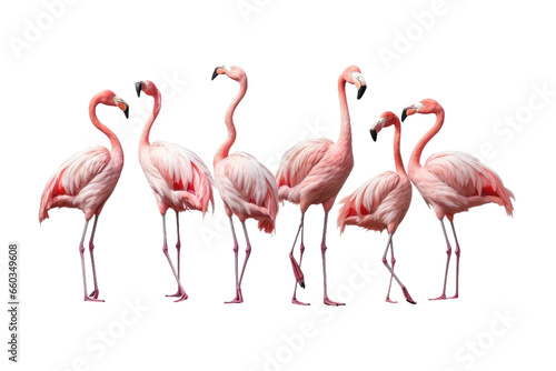 Flamingo Troupe in Perfect Harmony on isolated background