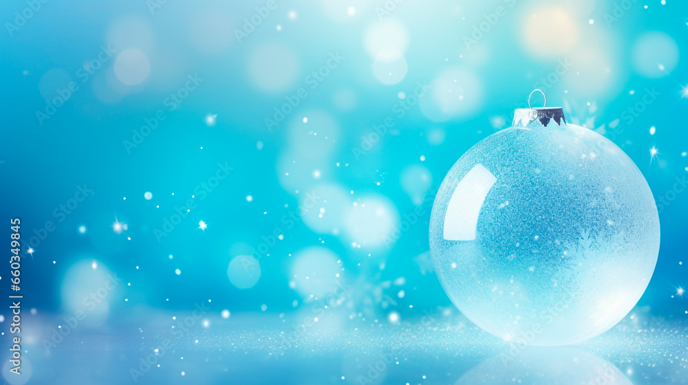 Christmas ball on a blue background. Generative AI. Christmas ball on a blue background. Generative AI.